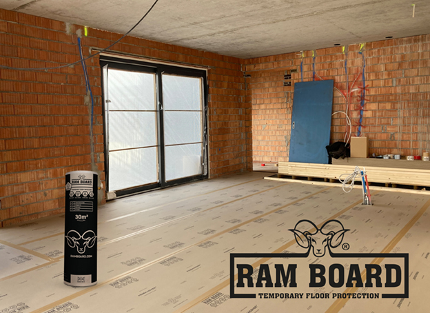 Ram board floor protection recyclable vapour-permeable