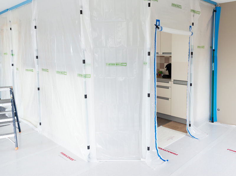 Curtain-Wall stofwandsysteem splitst de ruimte rits doorgang module set